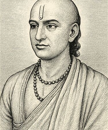 Stylised illustration of Brahmagupta by Manus