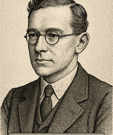 Stylised illustration of Gordon Welchman by Manus