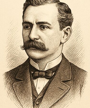 Stylised illustration of Herman Hollerith by Manus