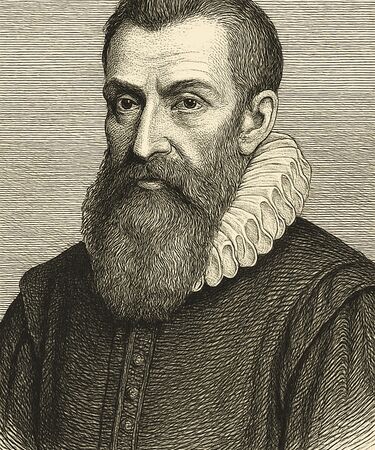 Stylised illustration of John Napier of Merchiston by Manus