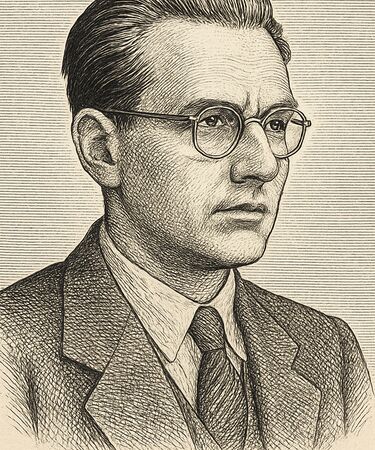 Stylised illustration of Konrad Zuse by Manus