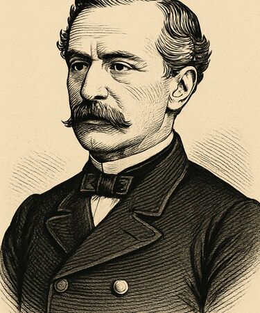 Stylised illustration of Luigi Menabrea by Manus