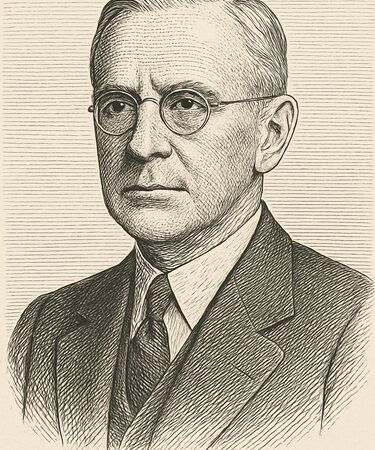 Stylised illustration of Thomas J. Watson Sr. by Manus