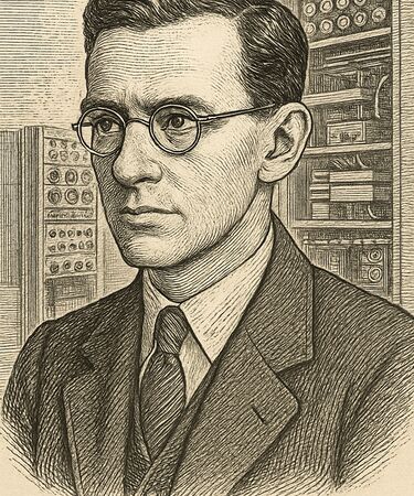 Stylised illustration of Tommy Flowers by Manus